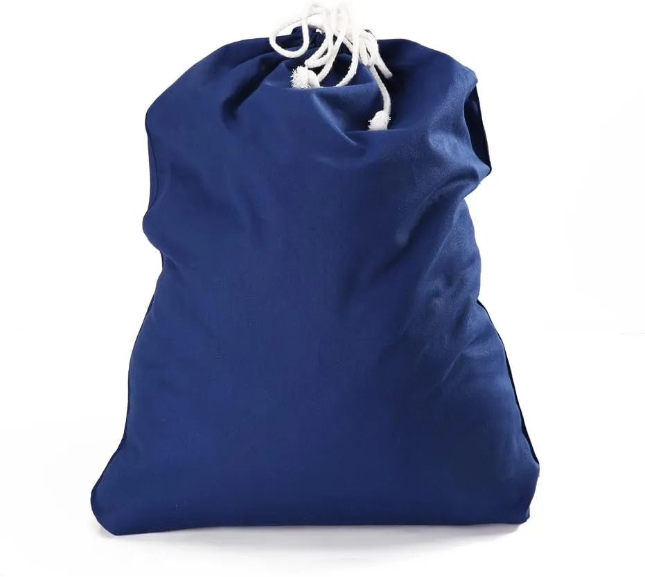 100% Cotton Canvas Travel Laundry Bag, 2-Pack (Large, Navy)