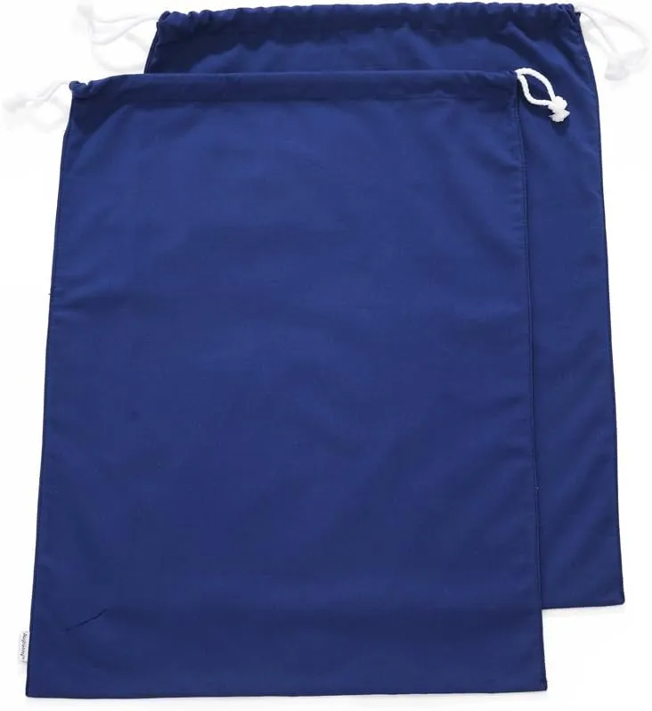 100% Cotton Canvas Travel Laundry Bag, 2-Pack (Large, Navy)