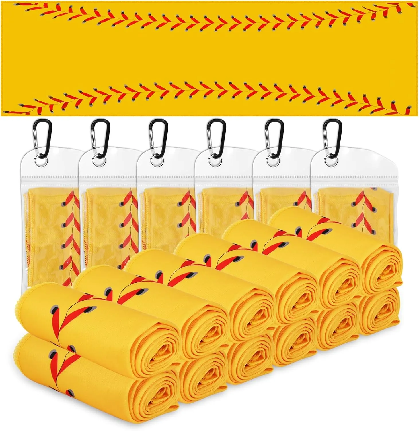 12 Pack Cooling Towels with Carabin Bags 40"x12" Breathable Sports Chilly Towels Bulk Softball Ice Towels Microfiber Towel for Softball Coach Gift Sport Party Favors