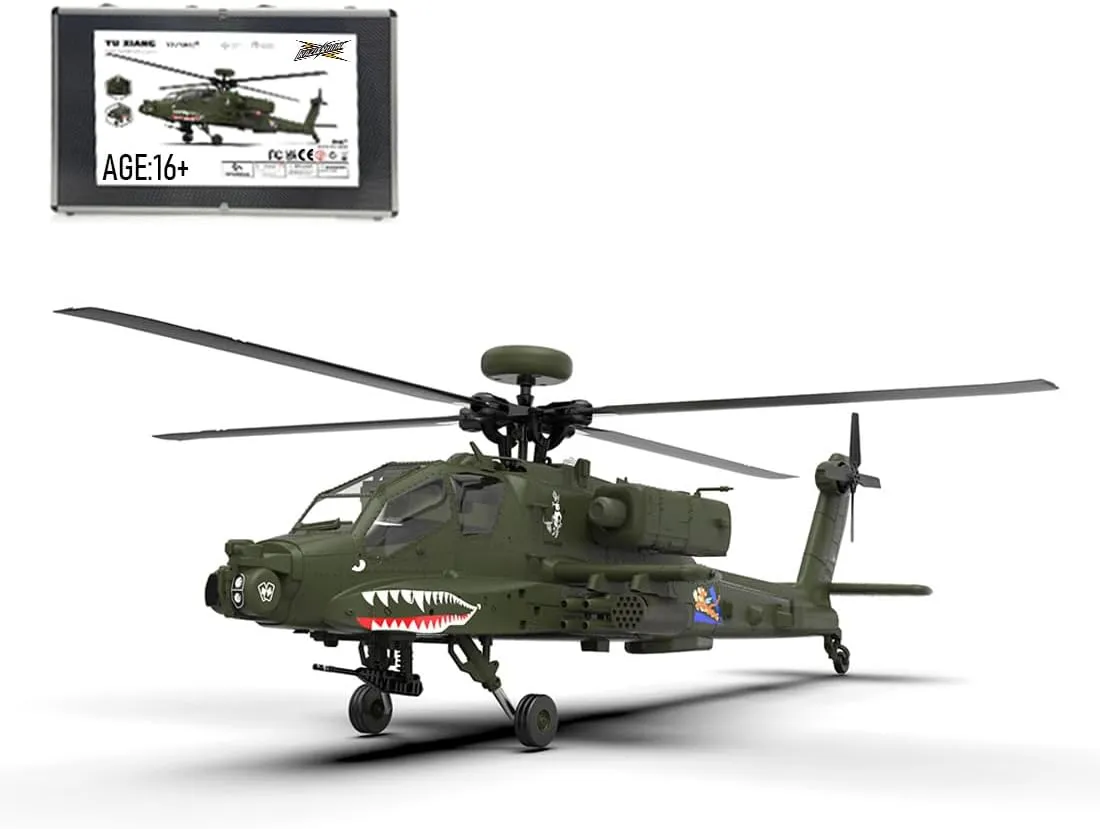 1/32 Scale RC Helicopter, YU Xiang F11 AH60 2.4G 6CH Dual-Axis Co-Drive Without Ailerons Military Stunt Remote Control Helicopter, Gift for Adults (RTF Version)