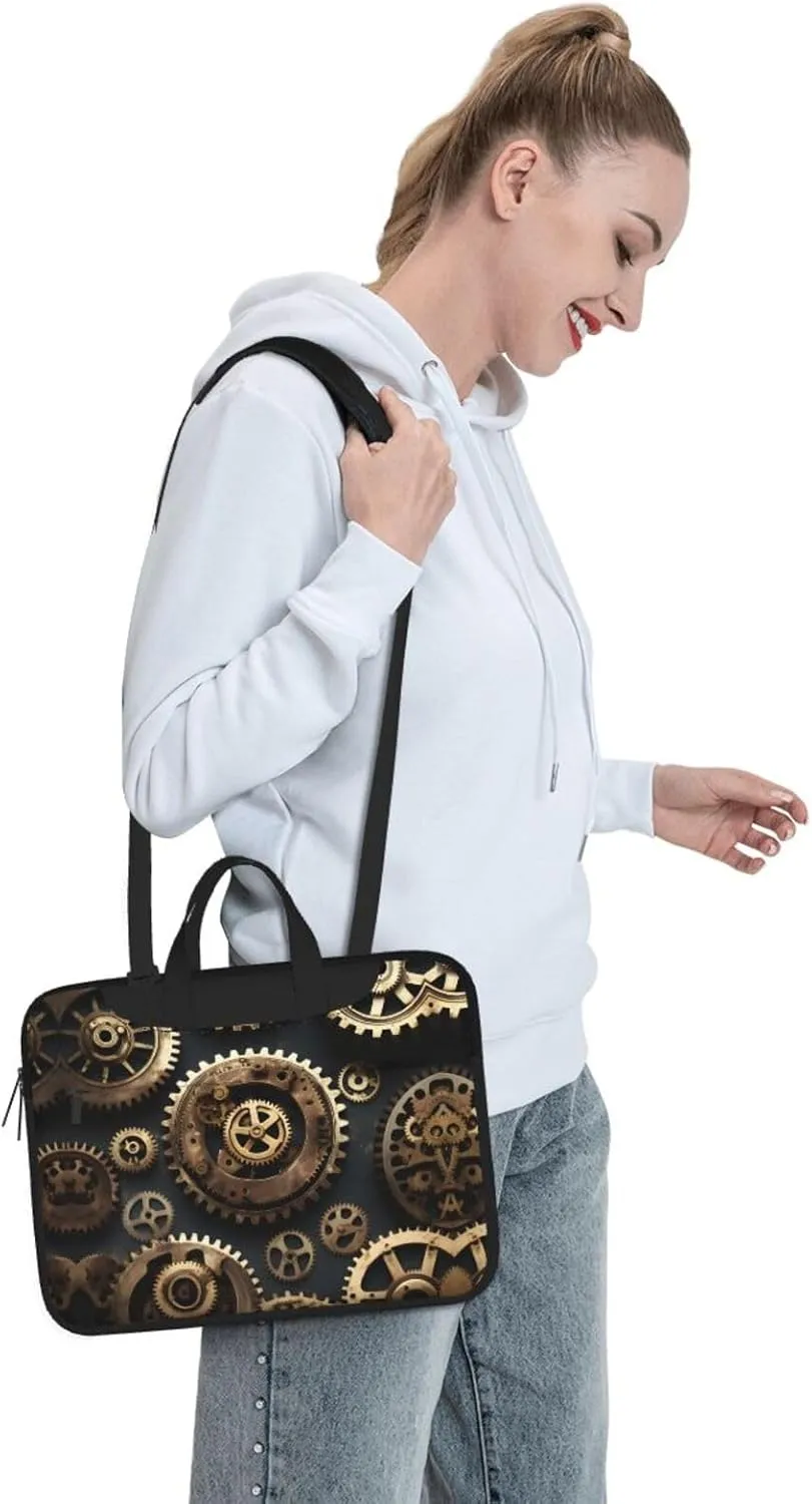 15.6-Inch Laptop Computer And Tablet Shoulder Bag Carrying Case,Business Casual,Steam Train Clouds Print