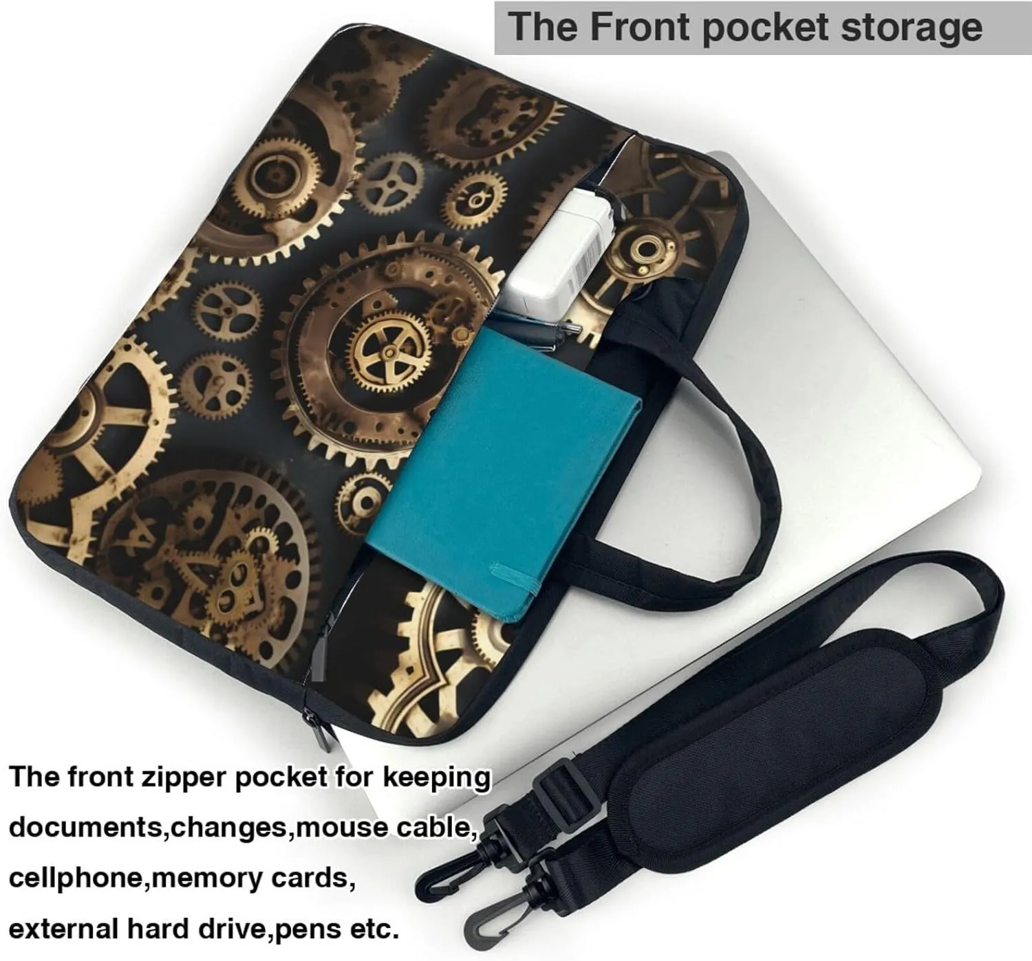 15.6-Inch Laptop Computer And Tablet Shoulder Bag Carrying Case,Business Casual,Steam Train Clouds Print