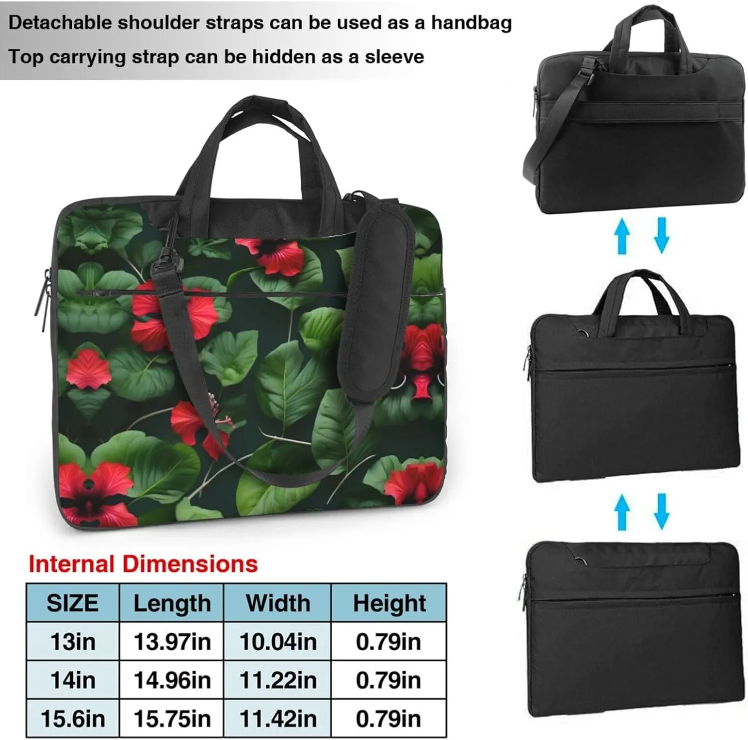 15.6-Inch Laptop Computer And Tablet Shoulder Bag Carrying Case,Business Casual,White Blue Daisy Print