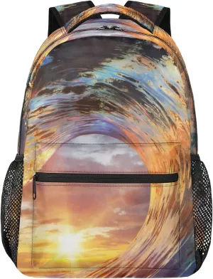 16inch Backpack for Women Men Realistic Waves Spectacular Lightweight Travel Back Packs Waterproof Carry On Bag Daypack Gym Rucksack Heavy Duty Backpack for Work Traveling Sports Luggage Outdoor