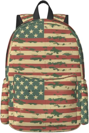 17 Inch Backpack American Army Camo Pattern Cute Red Panda Laptop Backpack Shoulder Bag School Bookbag Casual Daypack