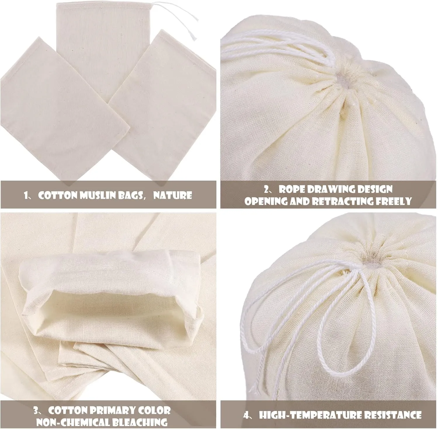 200 Pack Muslin Bags Burlap Drawstring sachet Bags Multipurpose Canvas Linen Pouch for Tea Jewelry Wedding Party Favors Storage