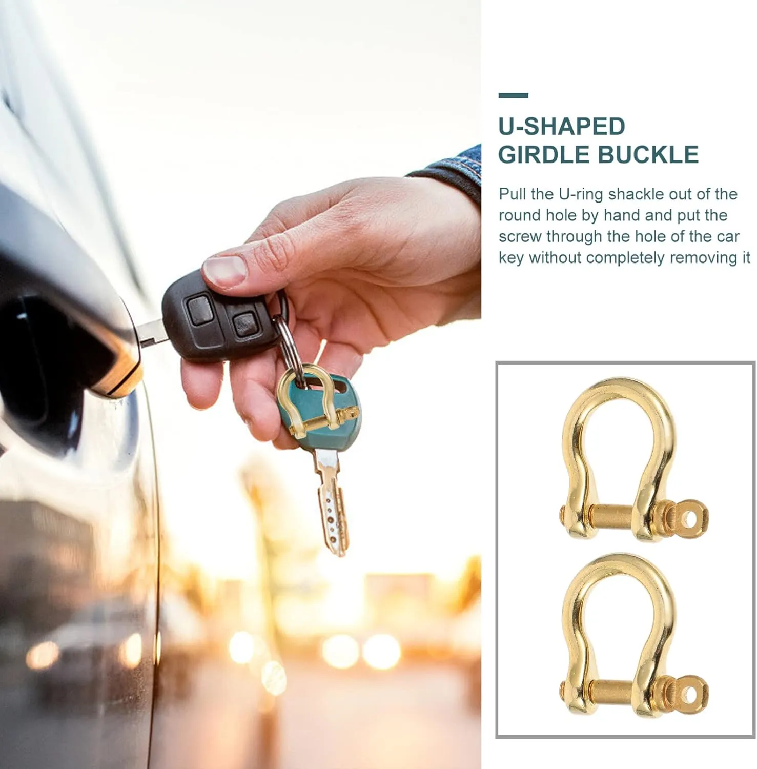 2pcs Pure Copper Horseshoe Buckle D-Ring for Collar Keychain Accessories Keyring D-Ring U Shape Shackles D-Ring for Purse Horseshoe Ring Purse Replacement Ring D-Rings Key Holder