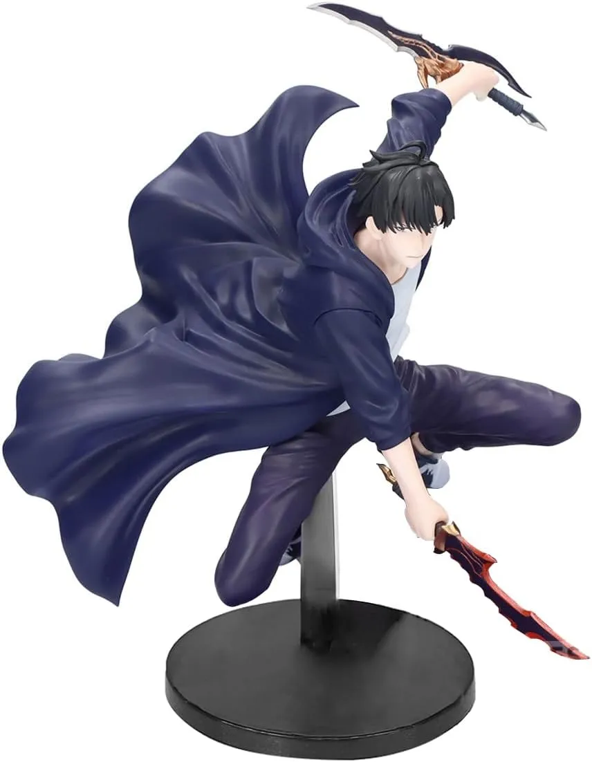 2pcs Sung Jin Woo Figure Anime Sung Jinwoo Statue Model 1/7 Fighting Pose Cartoon Manga Character Figure Desktop Decoration Collectibles Gift
