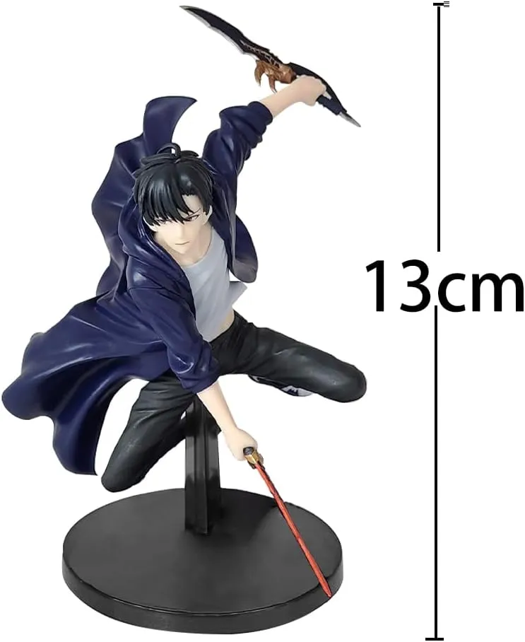 2pcs Sung Jin Woo Figure Anime Sung Jinwoo Statue Model 1/7 Fighting Pose Cartoon Manga Character Figure Desktop Decoration Collectibles Gift