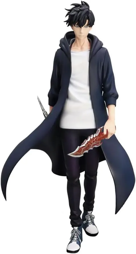 2pcs Sung Jin Woo Figure Anime Sung Jinwoo Statue Model 1/7 Fighting Pose Cartoon Manga Character Figure Desktop Decoration Collectibles Gift