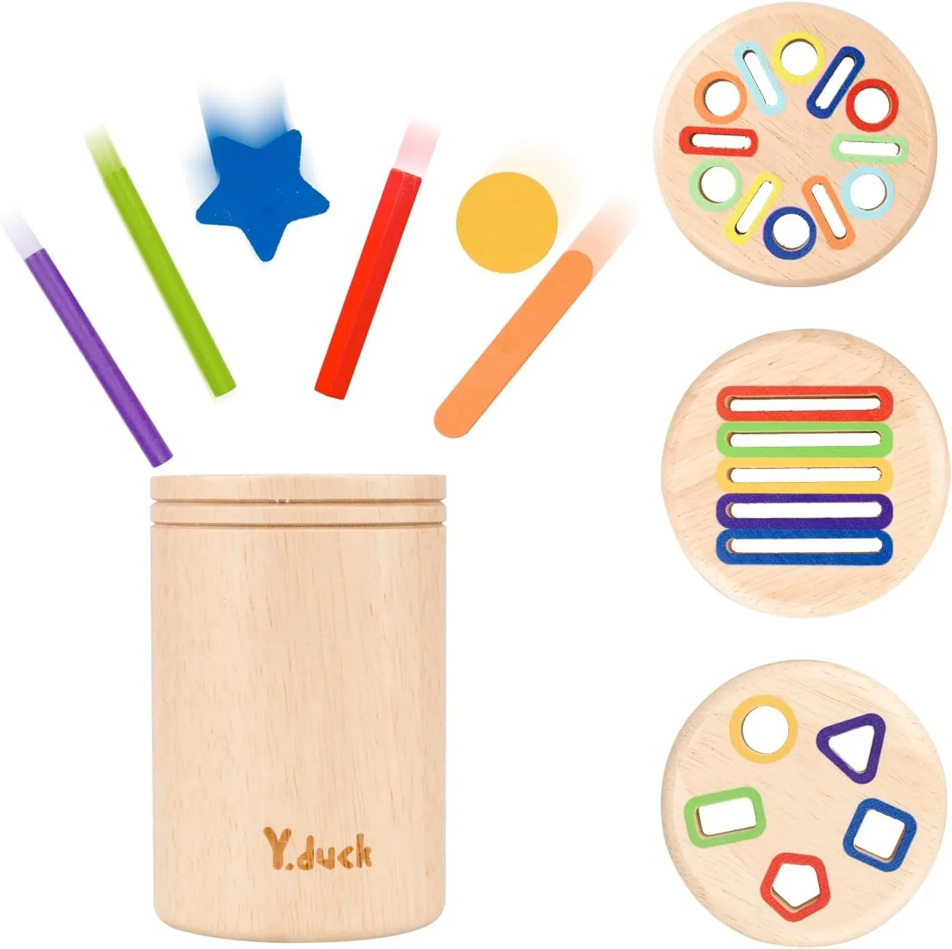 3-in-1 Montessori Toddler Toys - Educational Shape Sorter Stacking Games for Ages 1 2 3 Year Old, Preschool Learning Activities Toy, Wooden Fidget Toys, Best for 12 15 18 Month Boy Girl Baby Gifts