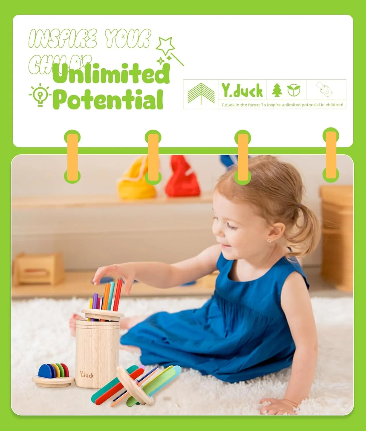 3-in-1 Montessori Toddler Toys - Educational Shape Sorter Stacking Games for Ages 1 2 3 Year Old, Preschool Learning Activities Toy, Wooden Fidget Toys, Best for 12 15 18 Month Boy (Standard Edition)