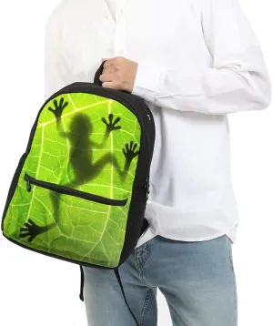 3D Animal Frog Shadow On Leaf Kids Backpacks School Girls Bookbag Shoulder Bag Casual Daypack 17 Inch Plus Laptop Bag for Unisex Teens Women 1-5th Grade