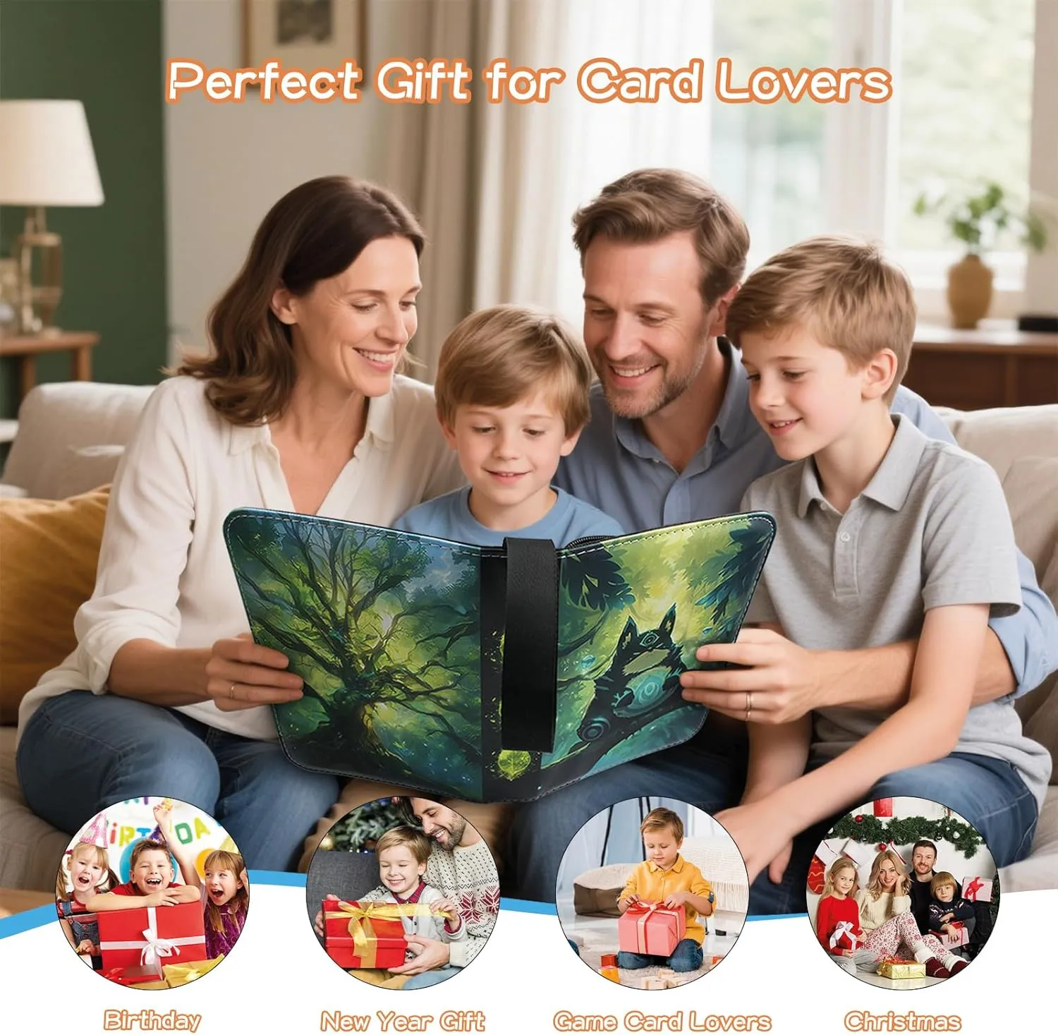 4 Pocket Card Binder, Trading Card Binder Fits 400 Cards with 50 Removable Sleeves, Waterproof Card Holder Album for MTG, TCG, Game Cards & Baseball Sports Cards, Collectors Boys Girls Gift