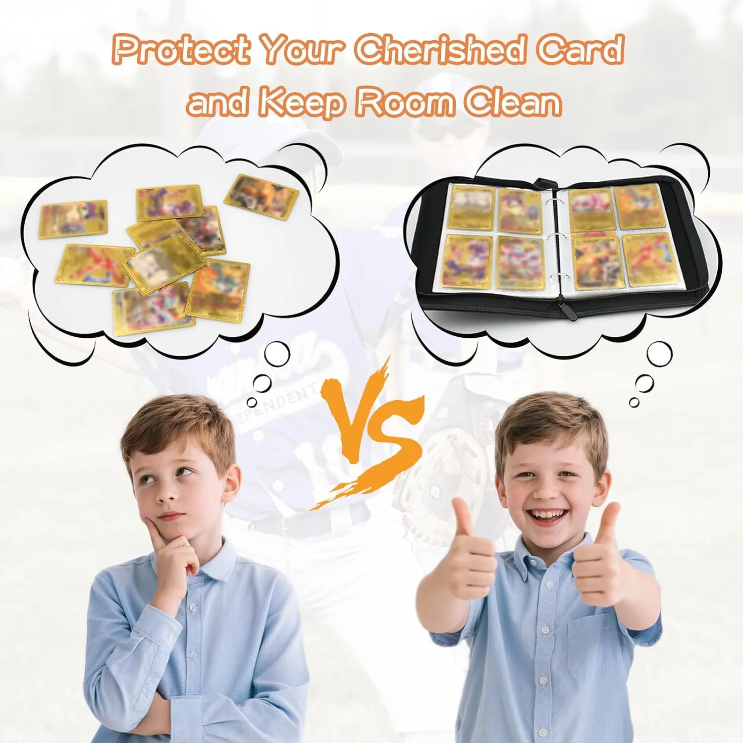 4 Pocket Card Binder, Trading Card Binder Fits 400 Cards with 50 Removable Sleeves, Waterproof Card Holder Album for MTG, TCG, Game Cards & Baseball Sports Cards, Collectors Boys Girls Gift