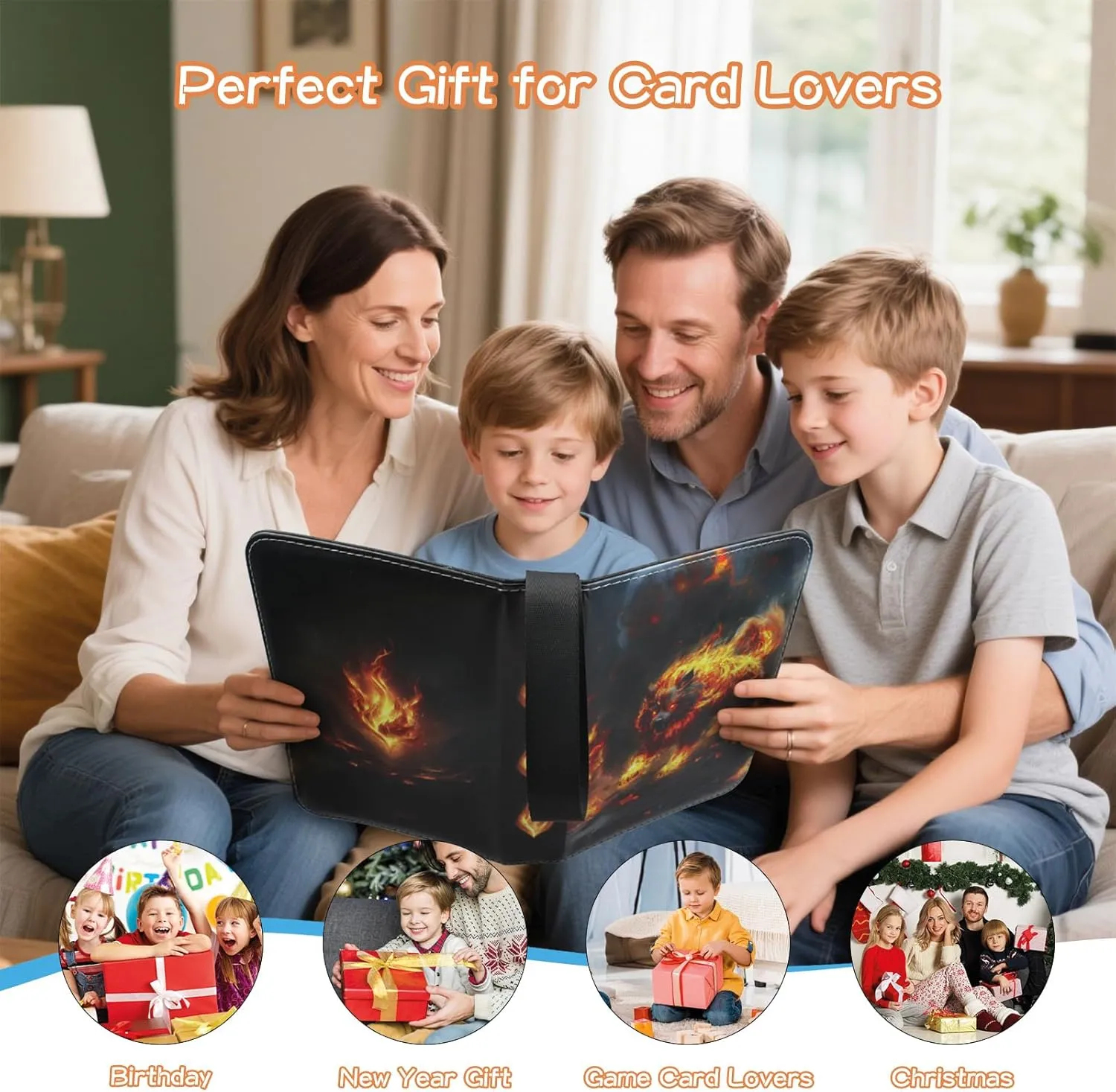 4 Pocket Card Binder, Trading Card Binder Fits 400 Cards with 50 Removable Sleeves, Waterproof Card Holder Album for MTG, TCG, Game Cards & Baseball Sports Cards, Collectors Boys Girls Gift