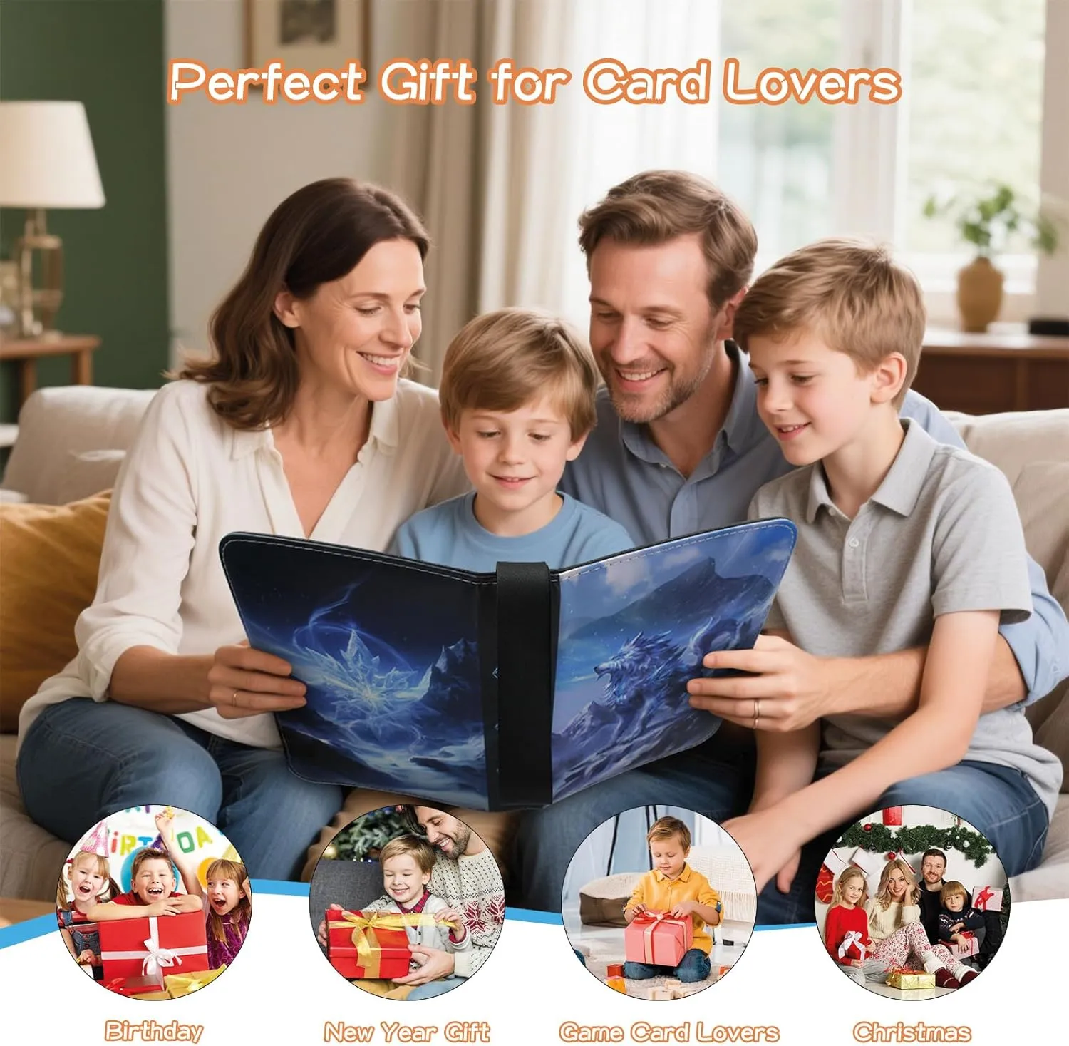 4 Pocket Card Binder, Trading Card Binder Fits 400 Cards with 50 Removable Sleeves, Waterproof Card Holder Album for MTG, TCG, Game Cards & Baseball Sports Cards, Collectors Boys Girls Gift