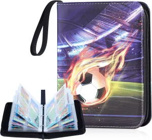 400 Pockets Soccer Card Binder for Trading Cards Collectors Portable Waterproof Card Bag Book with 50 Removable Clear Sleeves Compatible with Soccer Cards