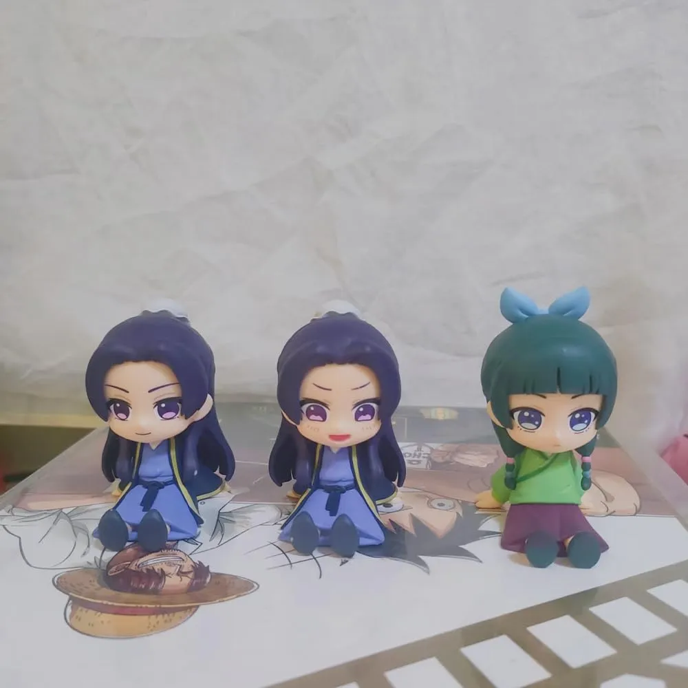 4pcs Maomao and Jinshi Figure Sitting Pose Cute Anime Action Figures 6cm Collectible Jinshi Maomao Figurine Cartoon Statue Desktop Decoration