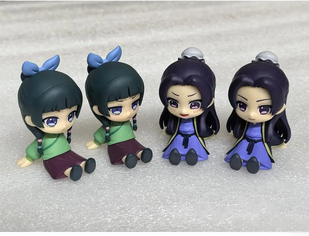 4pcs Maomao and Jinshi Figure Sitting Pose Cute Anime Action Figures 6cm Collectible Jinshi Maomao Figurine Cartoon Statue Desktop Decoration