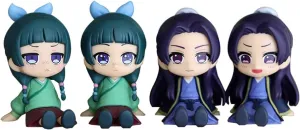 4pcs Maomao and Jinshi Figure Sitting Pose Cute Anime Action Figures 6cm Collectible Jinshi Maomao Figurine Cartoon Statue Desktop Decoration