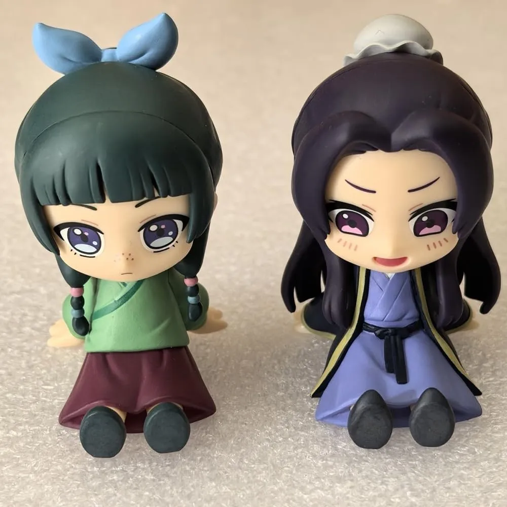 4pcs Maomao and Jinshi Figure Sitting Pose Cute Anime Action Figures 6cm Collectible Jinshi Maomao Figurine Cartoon Statue Desktop Decoration
