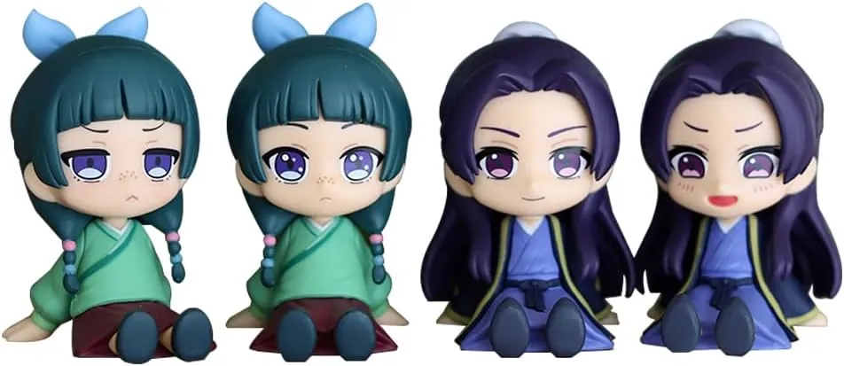4pcs Maomao and Jinshi Figure Sitting Pose Cute Anime Action Figures 6cm Collectible Jinshi Maomao Figurine Cartoon Statue Desktop Decoration