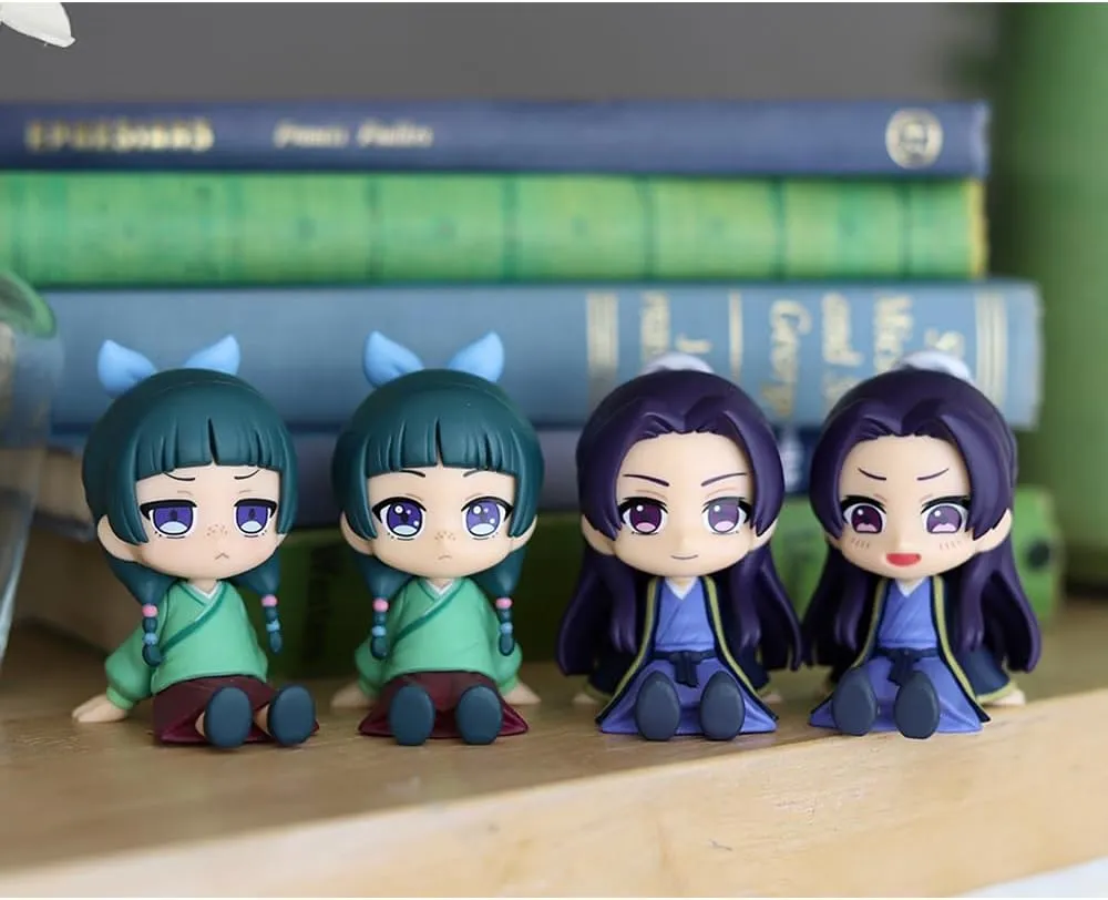 4pcs Maomao and Jinshi Figure Sitting Pose Cute Anime Action Figures 6cm Collectible Jinshi Maomao Figurine Cartoon Statue Desktop Decoration