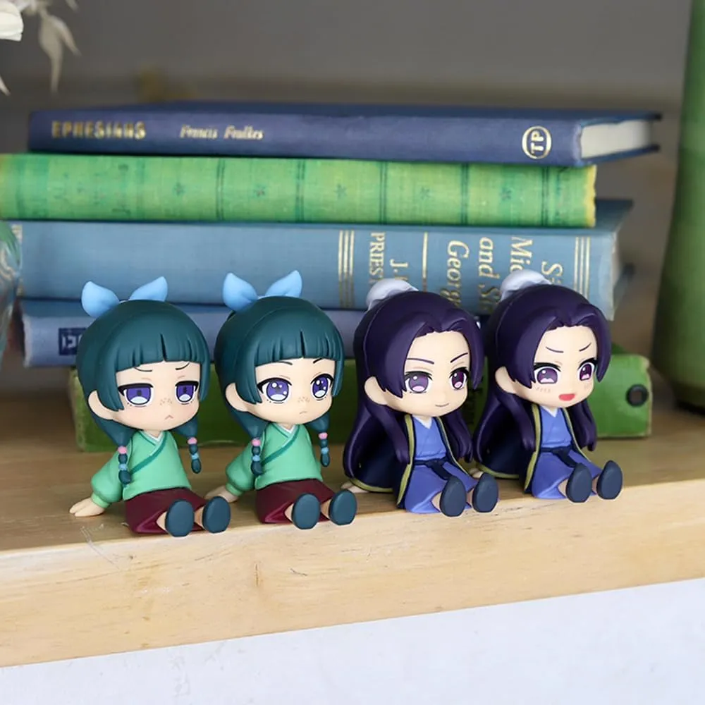 4pcs Maomao and Jinshi Figure Sitting Pose Cute Anime Action Figures 6cm Collectible Jinshi Maomao Figurine Cartoon Statue Desktop Decoration