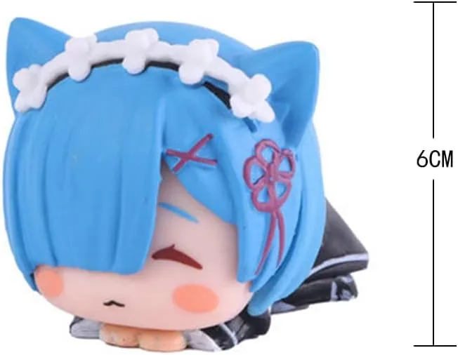 4pcs Rem and Ram Figures Anime Cartoon Remu Ramu Emilia Cute Mini Figurine Set Collectible Model Home Car Decoration Ornaments 6cm