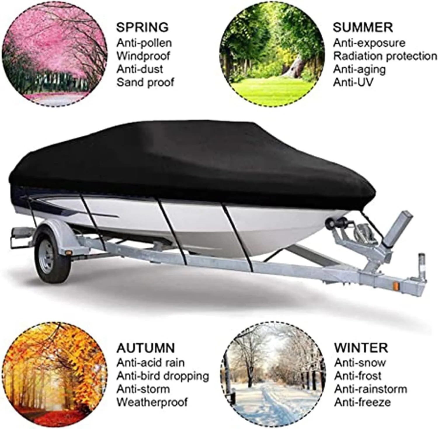 600D Heavy Duty Boat Cover All Weather Shade Marine Grade Polyester Canvas Centre Console Cover V-Hull Boat Yacht Cover(22FT)