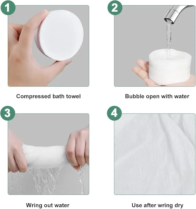 6Pcs Compressed Bath Towel, Pure Cotton Portable Bath Towel, Large Cotton Bath Towel, Reusable Travel Towel for Hotel Camping and Travel (23x39)