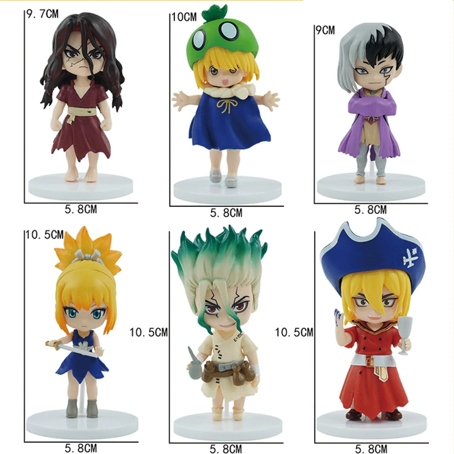 6pcs Ishigami Senkuu Figure Kohaku Shishio Tsukasa Anime Figure Collections 10cm Cute Nanami Ryusui Action Figure Models Cake Decor Desktop Decor