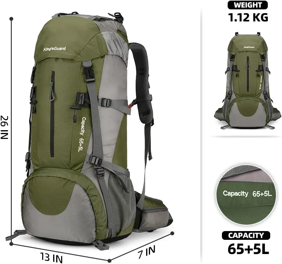 70L Camping Hiking Backpack with Rain Cover Waterproof Backpacking Backpack for Hiking Treeking Climbing Outdoor