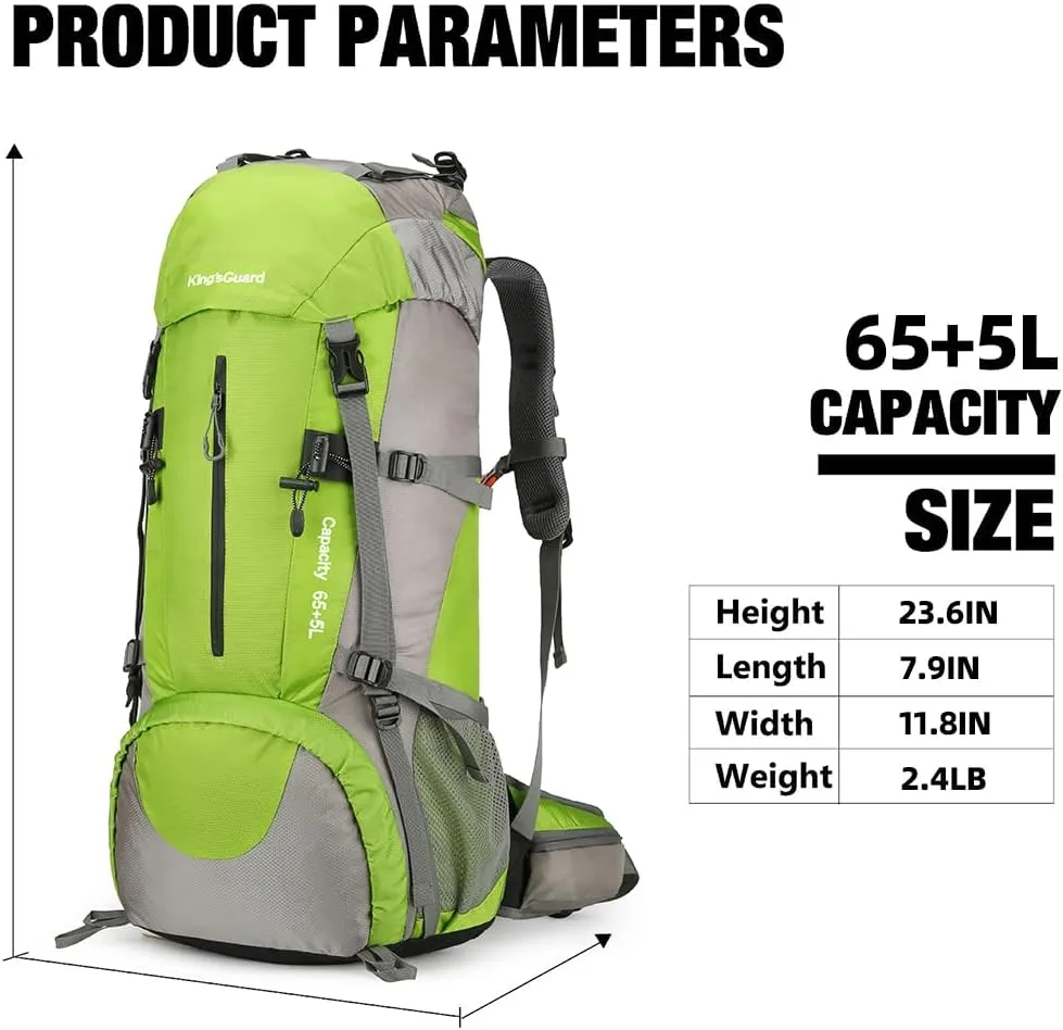 70L Camping Hiking Backpack with Rain Cover Waterproof Backpacking Backpack for Hiking Treeking Climbing Outdoor