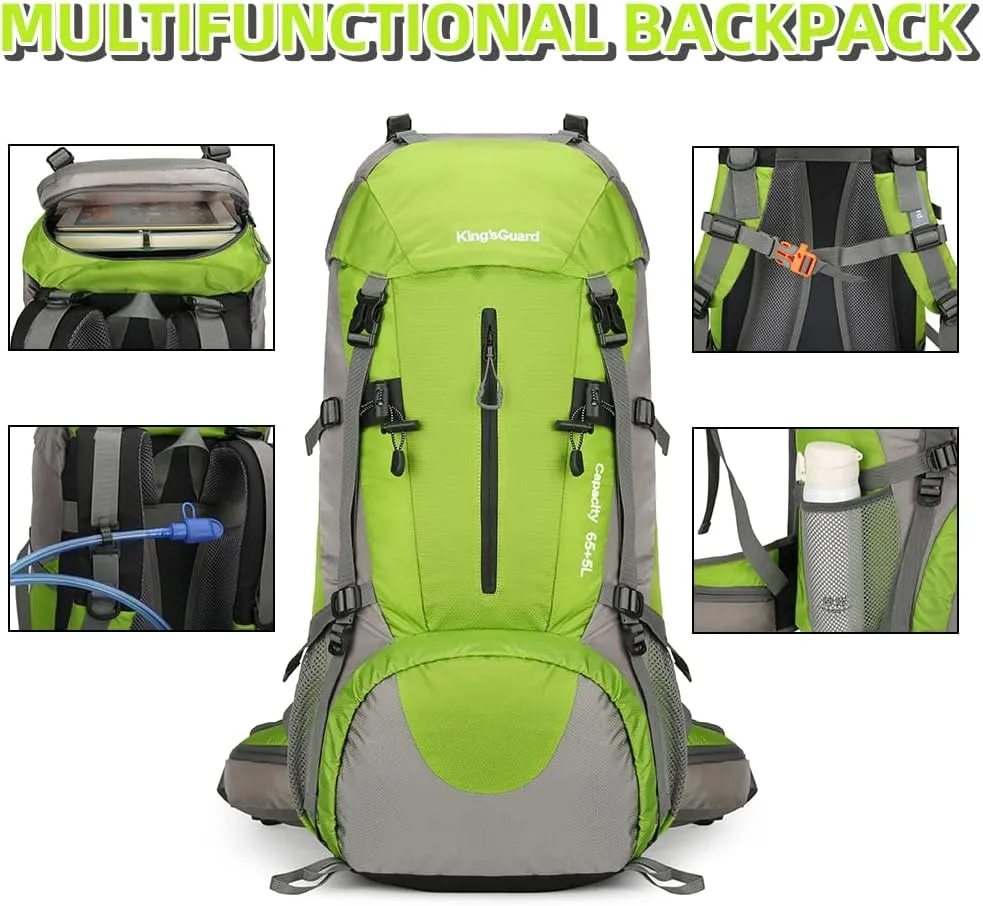 70L Camping Hiking Backpack with Rain Cover Waterproof Backpacking Backpack for Hiking Treeking Climbing Outdoor