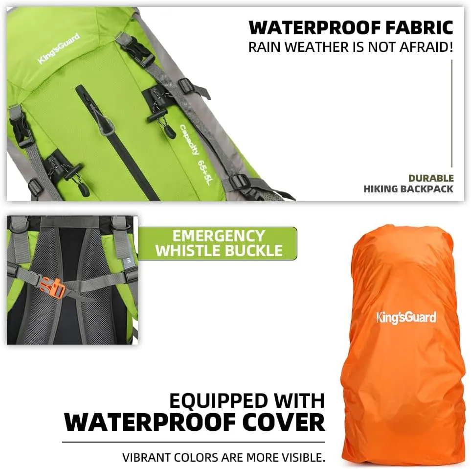 70L Camping Hiking Backpack with Rain Cover Waterproof Backpacking Backpack for Hiking Treeking Climbing Outdoor
