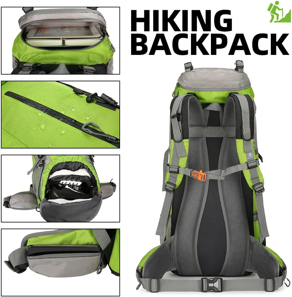 70L Camping Hiking Backpack with Rain Cover Waterproof Backpacking Backpack for Hiking Treeking Climbing Outdoor