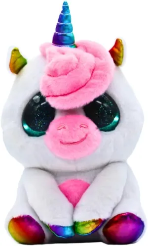 8-inch Large Unicorn- Shake & Sparkle- White, Fluffy Unicorn with Glitter Globe Effect Eyes, Stuffed Animal, Made with Kid Safe Materials
