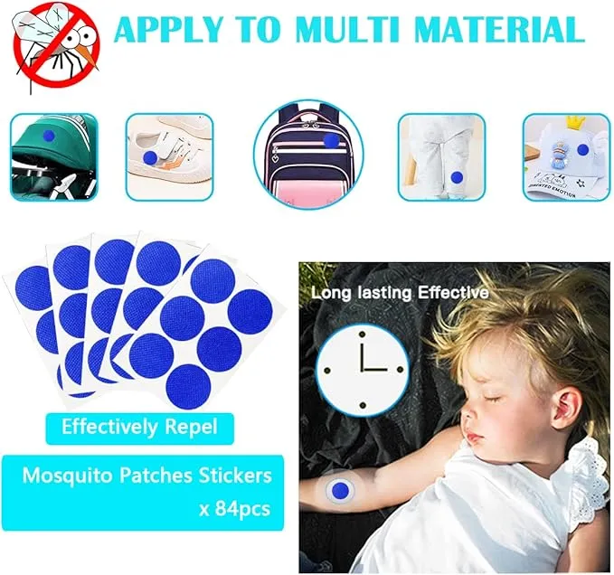 84 Pack Mosquito Patches, Mosquito Stickers for Kids Adult - Natural Ingredients and Up to 24 Hour of Protection