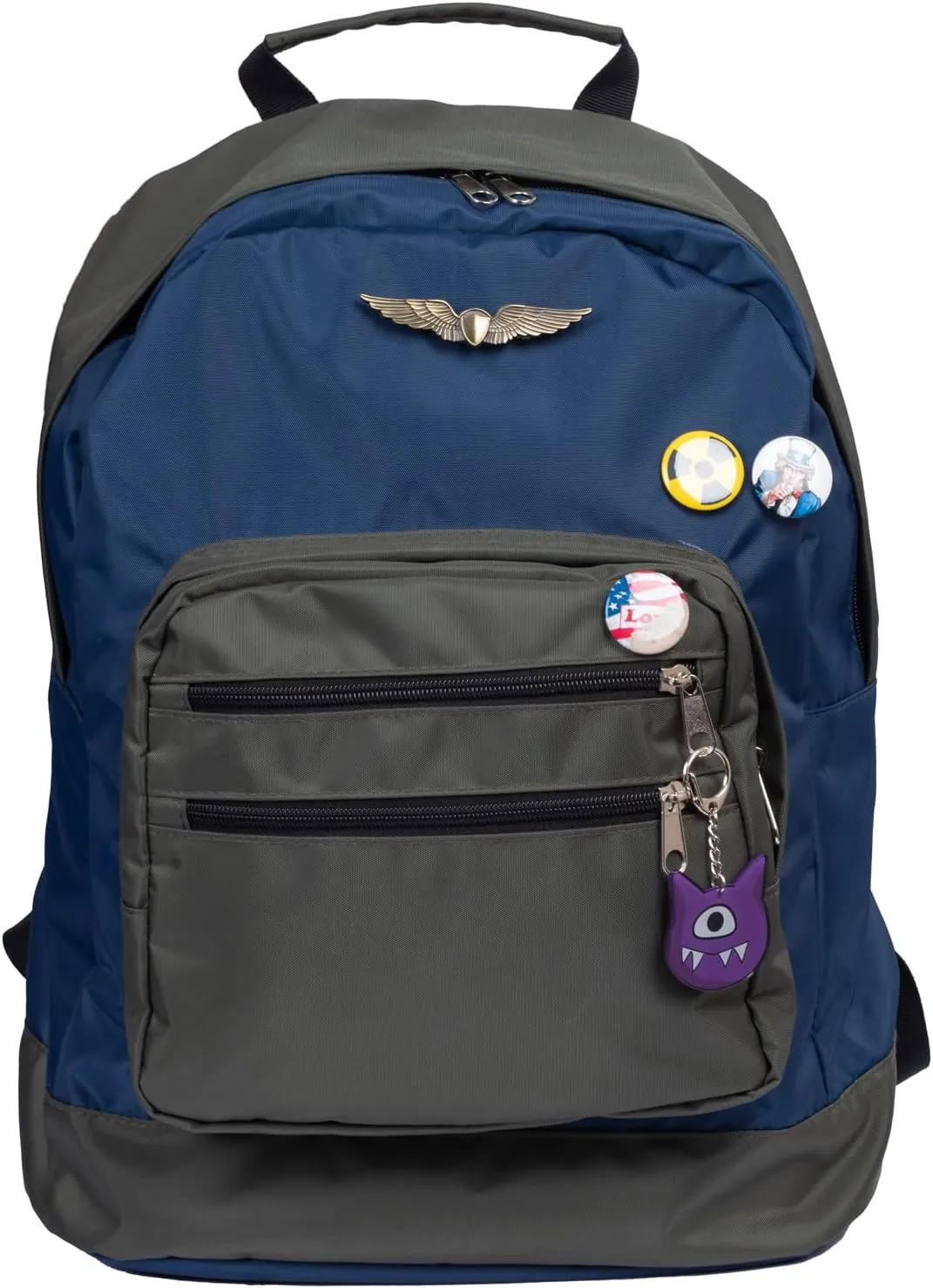 A&C Hero Canvas Backpack Blue Green Travel Bags Shoulder Bag with Badge Pin Accessories for Women