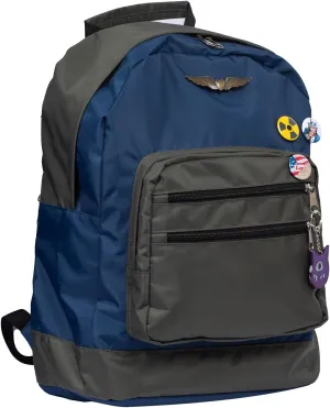 A&C Hero Canvas Backpack Blue Green Travel Bags Shoulder Bag with Badge Pin Accessories for Women