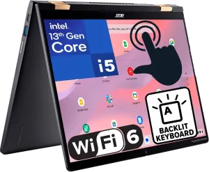 acer Chromebook Spin 714 14" Touchscreen FHD  2-in-1 Laptop, 13th Gen Intel 10-Core i5-1335U (Beat i7-1270P), 8GB LPDDR4X RAM, 128GB PCIe SSD, WiFi 6, Bluetooth 5.2, Backlit Keyboard, Chrome OS