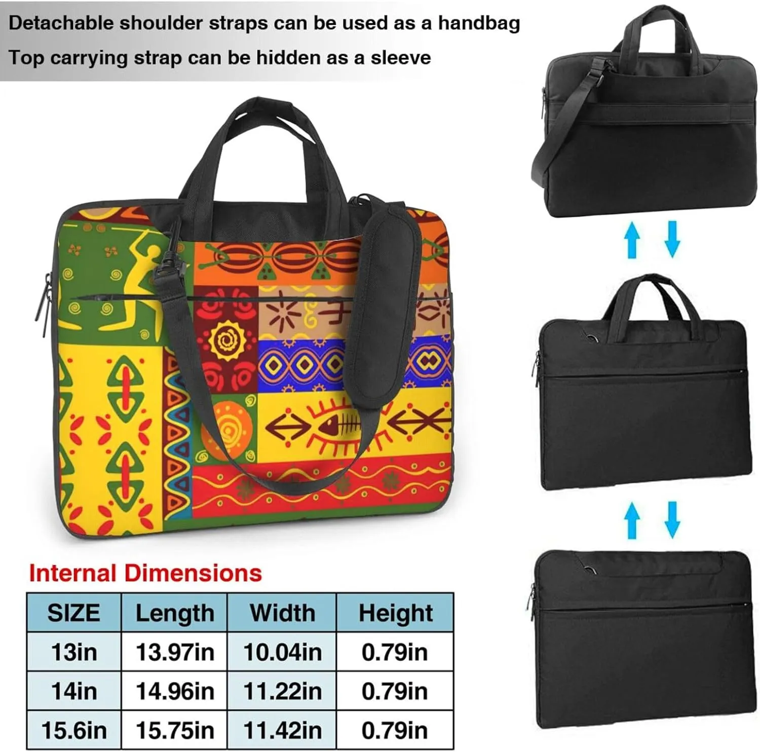 African National Patterns Print Work Laptop Bag Stylish and Protective Laptop Case Briefcase for Men Women Office