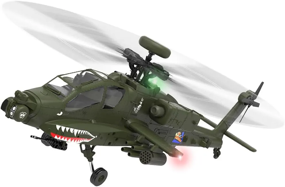 AH64 Remote Control Helicopter, Ultra-high Simulated RC Helicopter, 1/32 Scale 2.4G 6CH RC Electric Airplane Model, Collectable RC Flying Helicopte for Adults - RTF