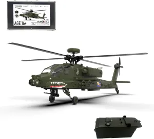 AH64 Remote Control Helicopter, Ultra-high Simulated RC Helicopter, 1/32 Scale 2.4G 6CH RC Electric Airplane Model, Collectable RC Flying Helicopte for Adults - RTF