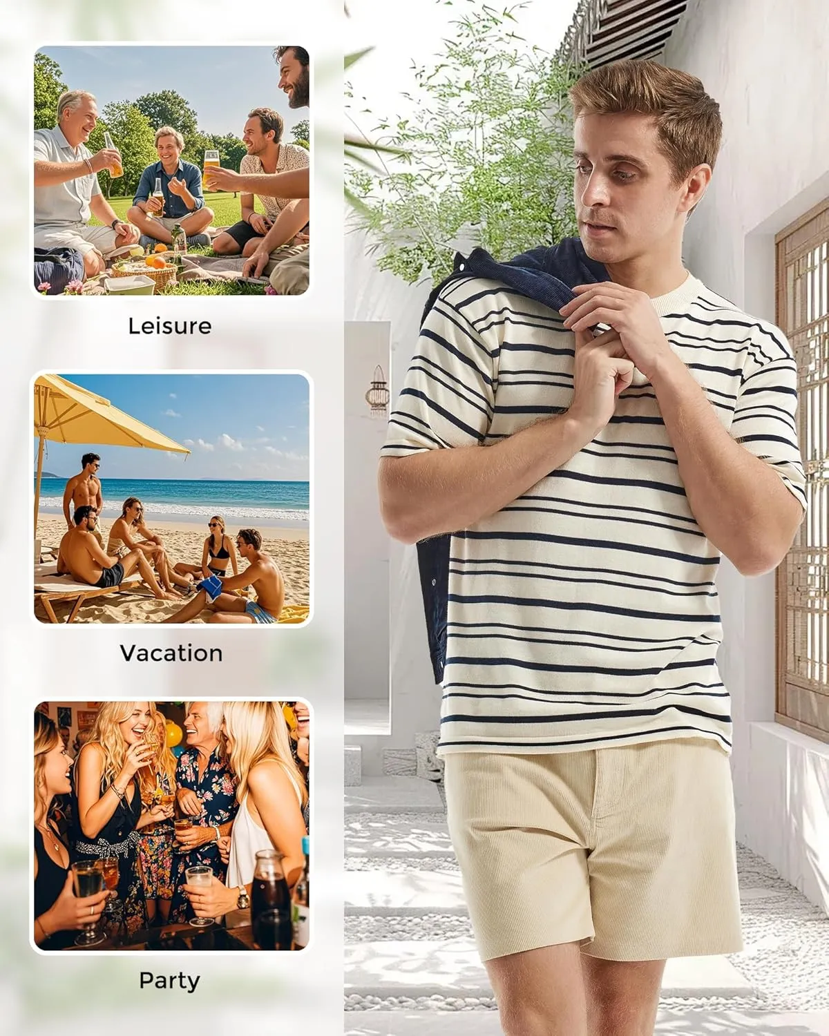 AIMPACT Mens Corduroy Shorts 5/6 Inseam Casual Elastic Waist Drawstring Summer Beach Shorts for Men with Pockets