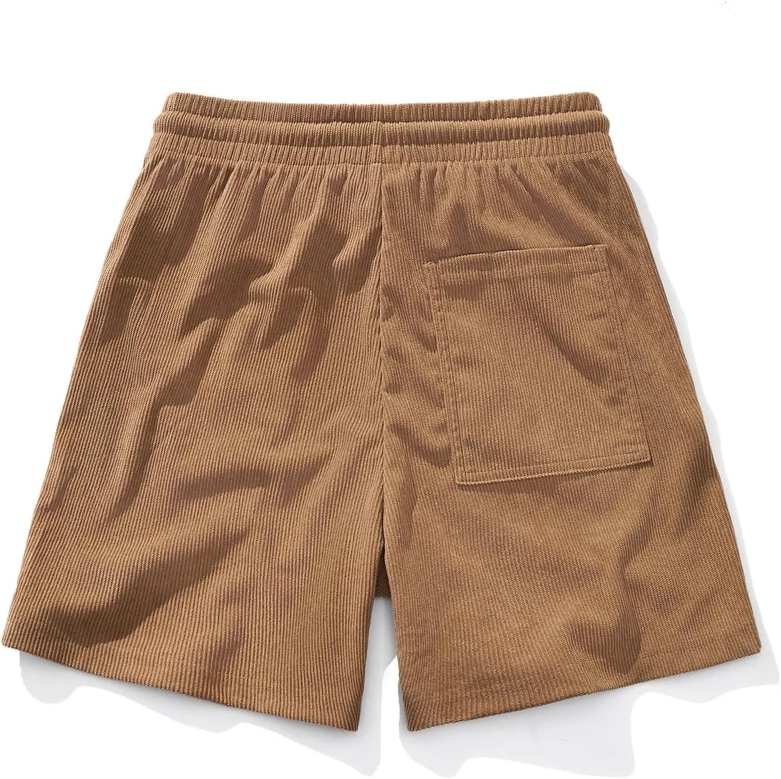 AIMPACT Mens Corduroy Shorts 5/6 Inseam Casual Elastic Waist Drawstring Summer Beach Shorts for Men with Pockets