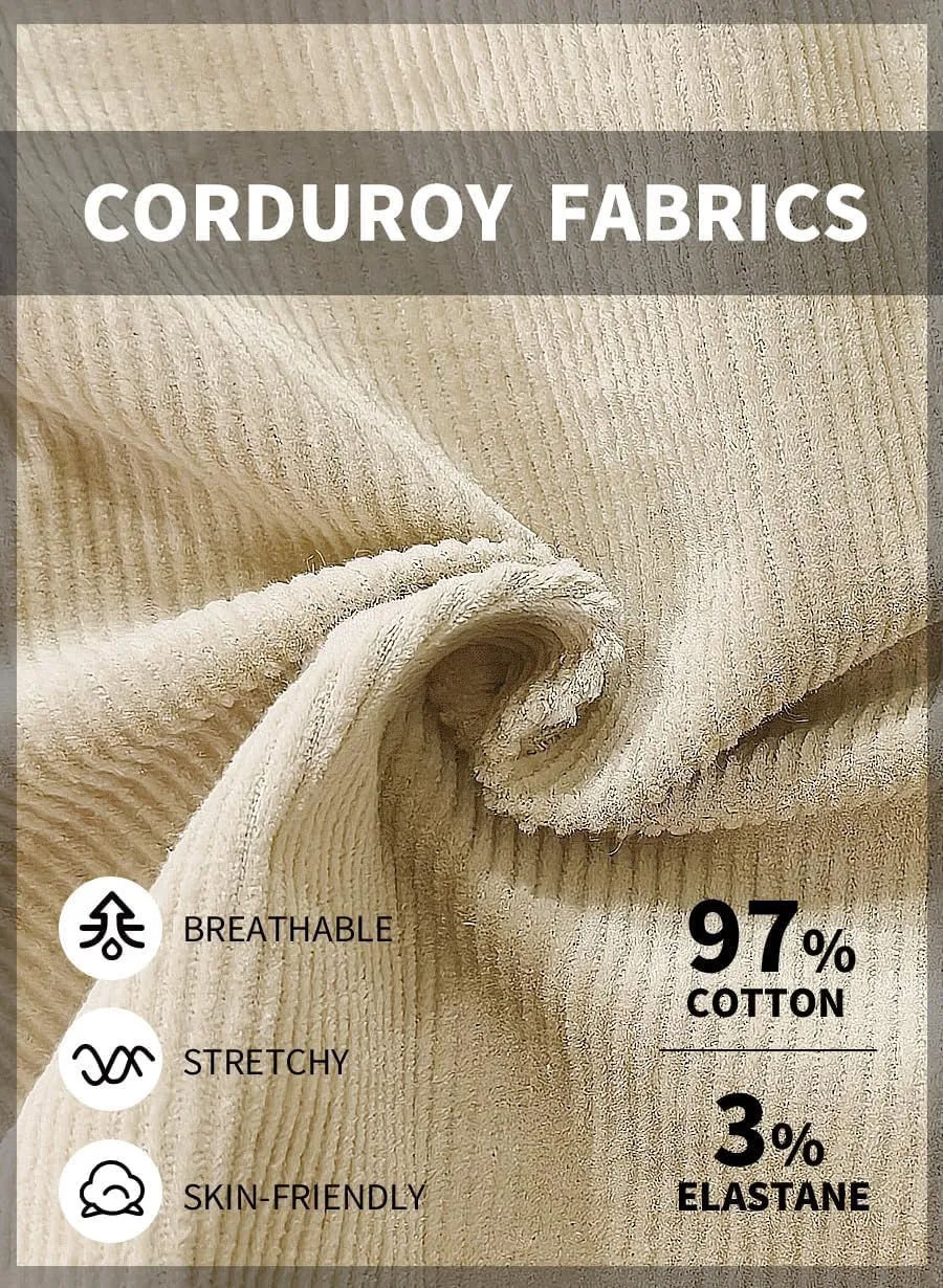 AIMPACT Mens Corduroy Shorts 5/6 Inseam Casual Elastic Waist Drawstring Summer Beach Shorts for Men with Pockets