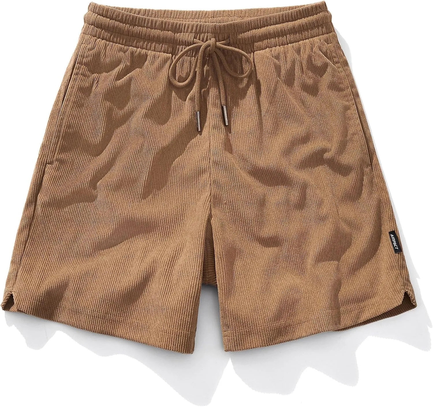 AIMPACT Mens Corduroy Shorts 5/6 Inseam Casual Elastic Waist Drawstring Summer Beach Shorts for Men with Pockets